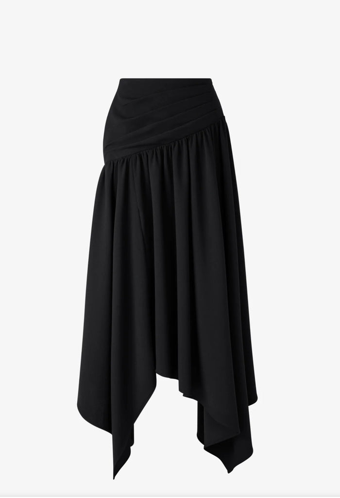 asymmetric ruched evening dress with draped neckline – VEIL
