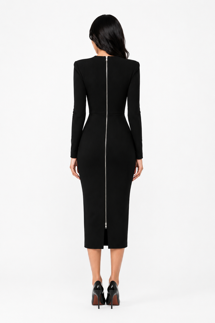 Asymmetric Zip Midi Dress – Voltage
