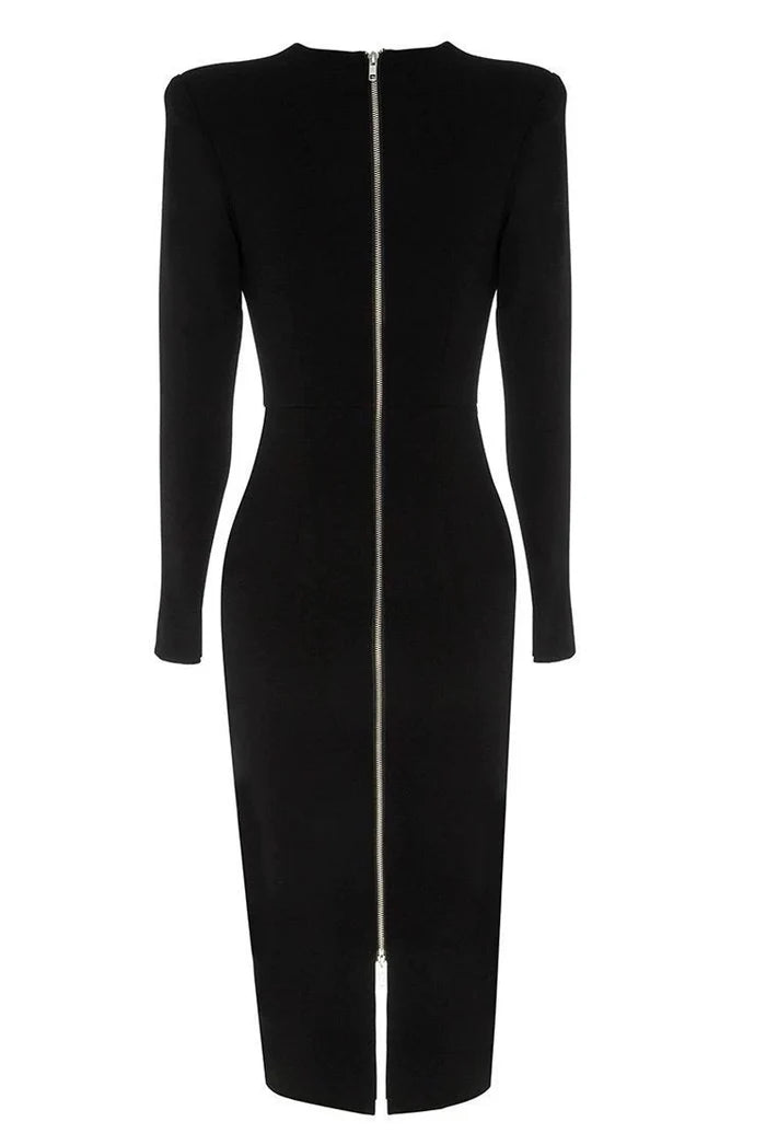 Asymmetric Zip Midi Dress – Voltage