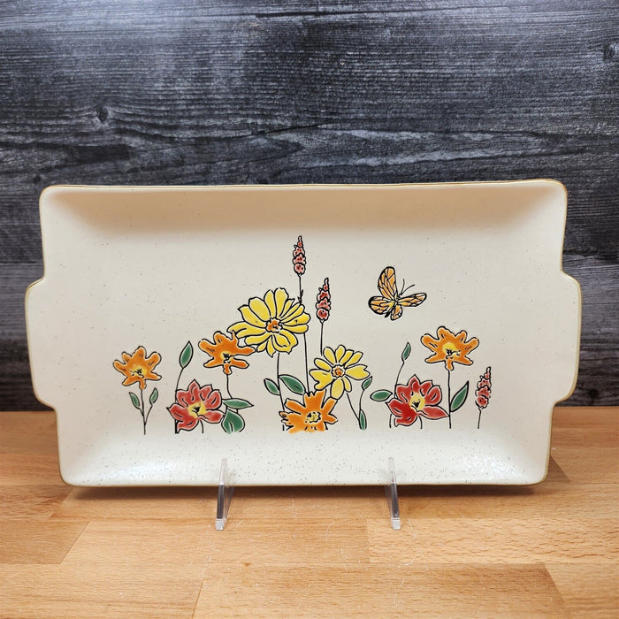 Autumn Valley Floral Serving Plates Set of 2 Embossed Platters by Blue Sky