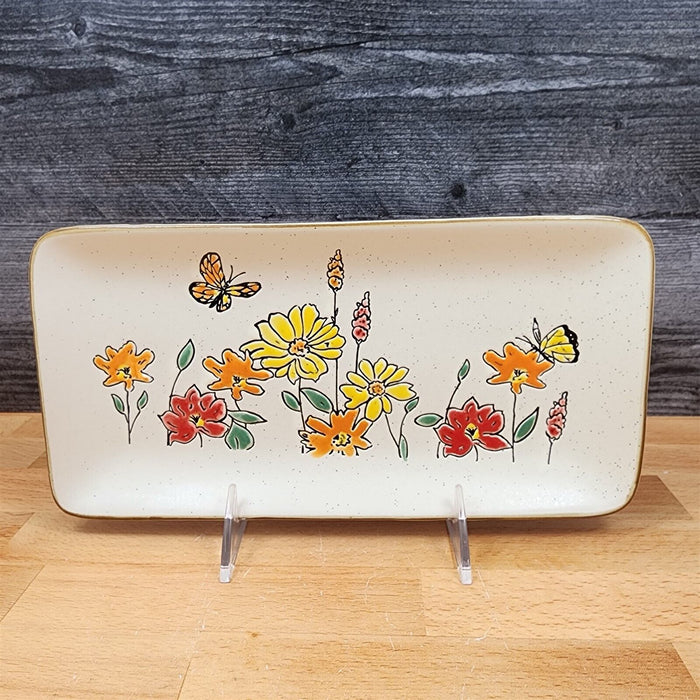 Autumn Valley Floral Serving Plates Set of 2 Embossed Platters by Blue Sky