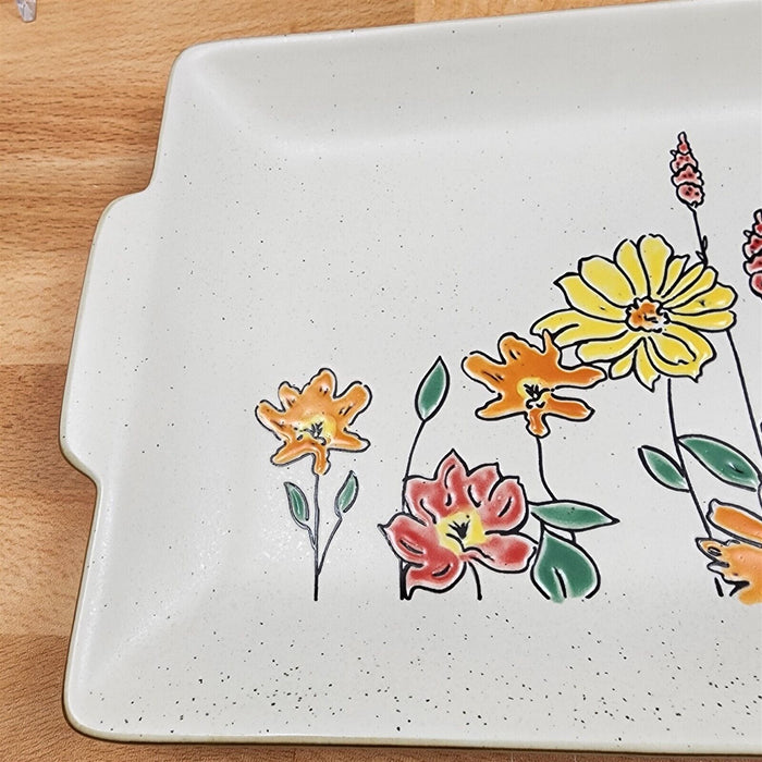 Autumn Valley Floral Serving Plates Set of 2 Embossed Platters by Blue Sky