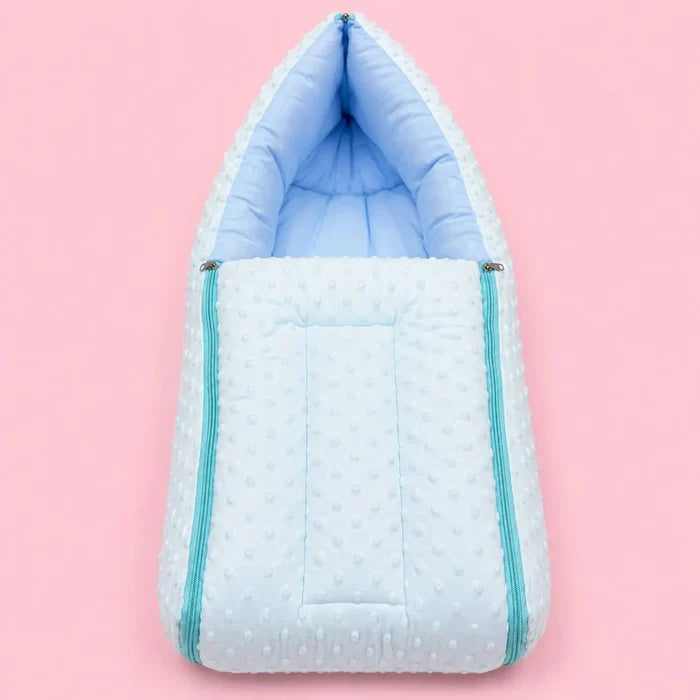 Baby Carry Nest with Dual Side Zipper – Soft & Cozy Newborn Sleeping Bag | Blue | 0–6 Months