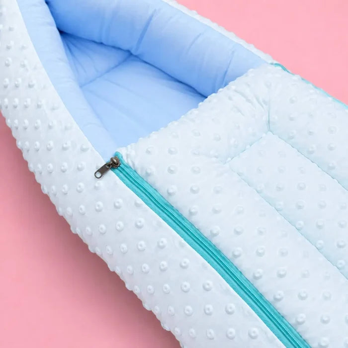Baby Carry Nest with Dual Side Zipper – Soft & Cozy Newborn Sleeping Bag | Blue | 0–6 Months