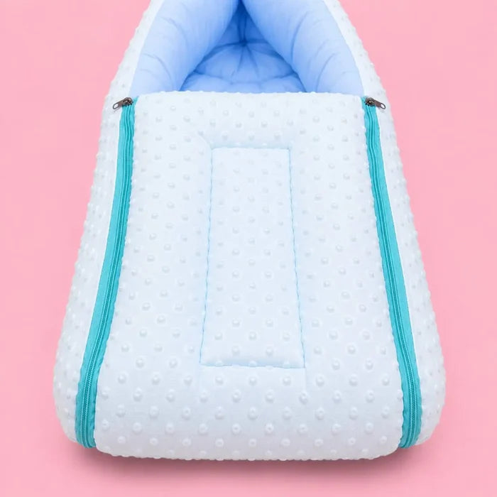 Baby Carry Nest with Dual Side Zipper – Soft & Cozy Newborn Sleeping Bag | Blue | 0–6 Months