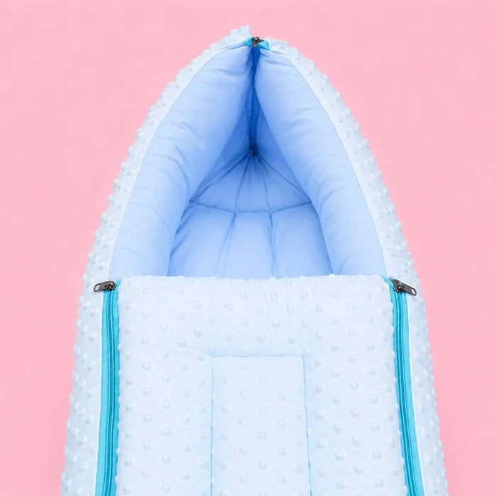 Baby Carry Nest with Dual Side Zipper – Soft & Cozy Newborn Sleeping Bag | Blue | 0–6 Months