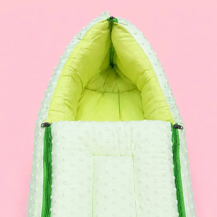 Baby Carry Nest with Dual Side Zipper – Soft & Cozy Newborn Sleeping Bag | Green | 0–6 Months