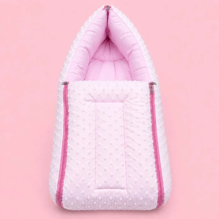 Baby Carry Nest with Dual Side Zipper – Soft & Cozy Newborn Sleeping Bag – Pink | 0–6 Months