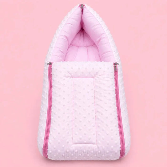 Baby Carry Nest with Dual Side Zipper – Soft & Cozy Newborn Sleeping Bag – Pink | 0–6 Months
