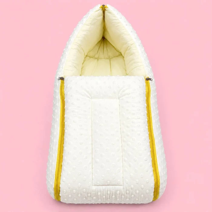 Baby Carry Nest with Dual Side Zipper – Soft & Cozy Newborn Sleeping Bag | Yellow | 0–6 Months