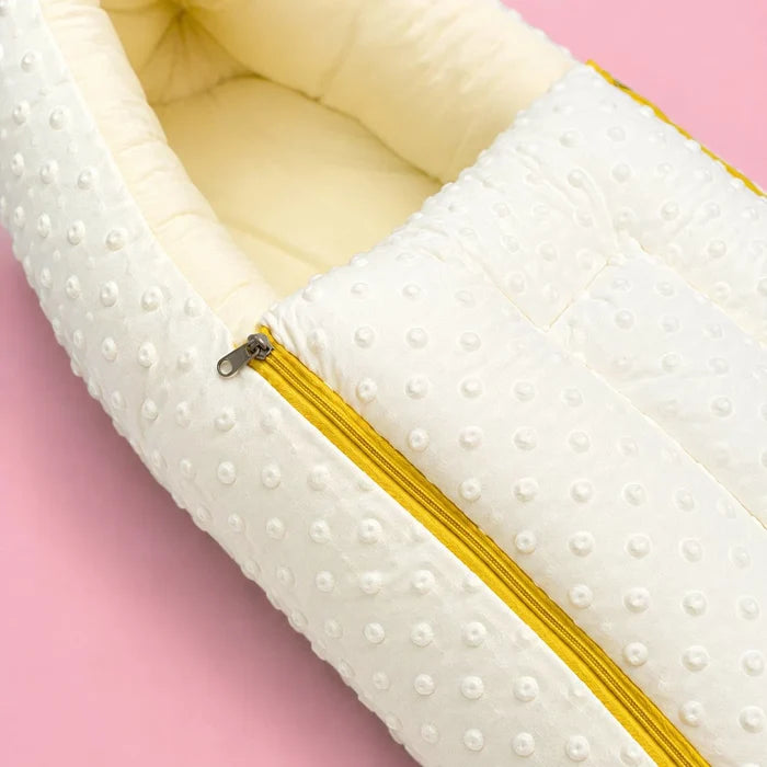 Baby Carry Nest with Dual Side Zipper – Soft & Cozy Newborn Sleeping Bag | Yellow | 0–6 Months