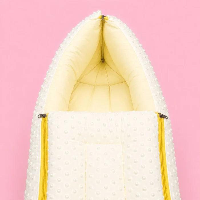 Baby Carry Nest with Dual Side Zipper – Soft & Cozy Newborn Sleeping Bag | Yellow | 0–6 Months