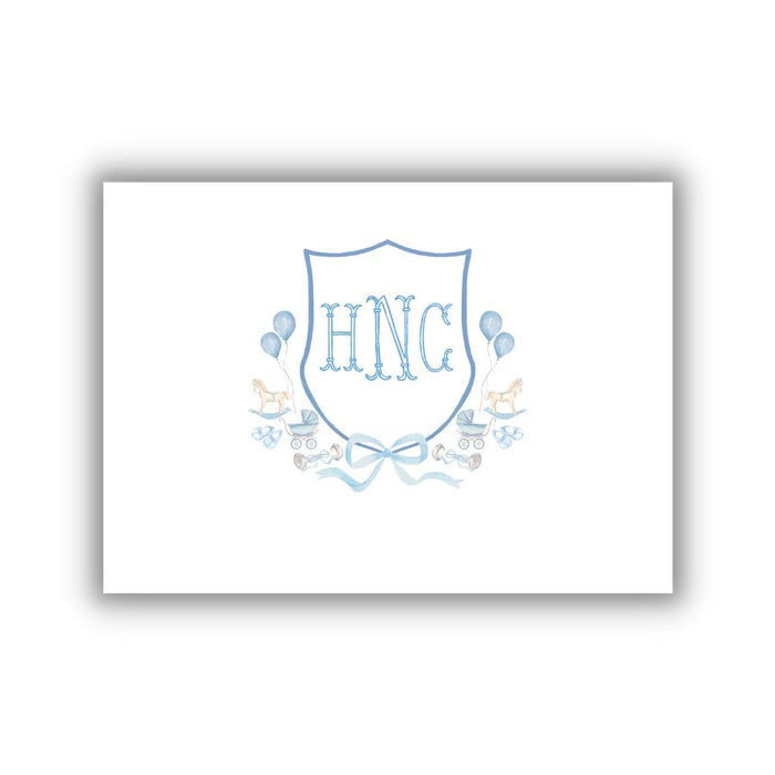 Baby Crest Folded Notecard {blue}