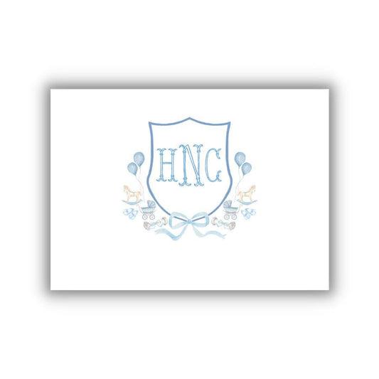 Baby Crest Folded Notecard {blue}