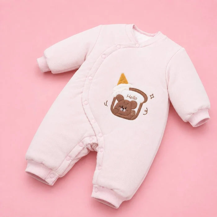 Baby Full-Sleeve Wrap Romper | Light Cream | 3–6 Months