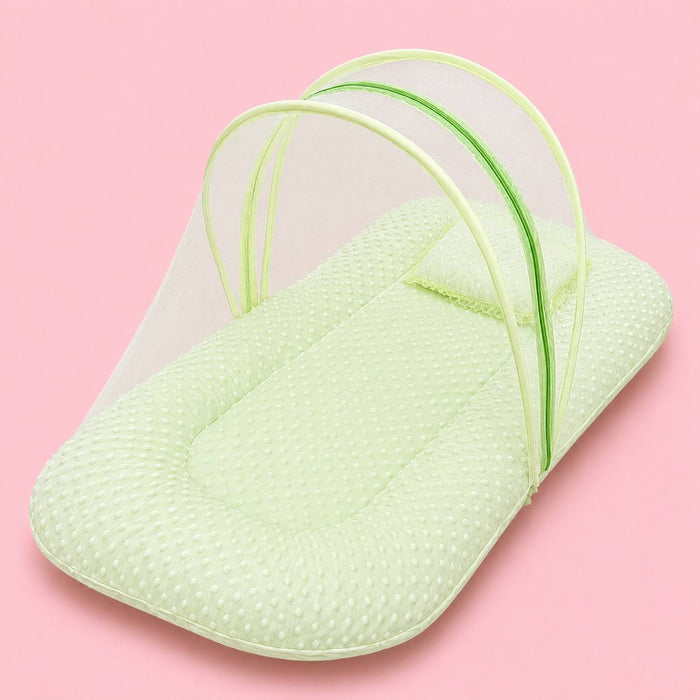 Baby Mosquito Net Bed with Pillow – Green | Foldable Newborn Mosquito Bed | 0–6 Months