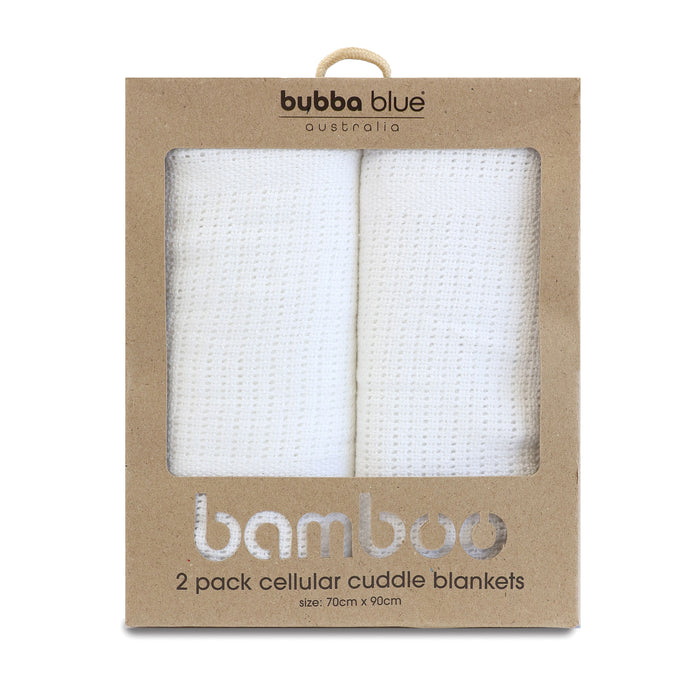 Bamboo White 2pk Cellular Blankets - Bubba Blue Australia