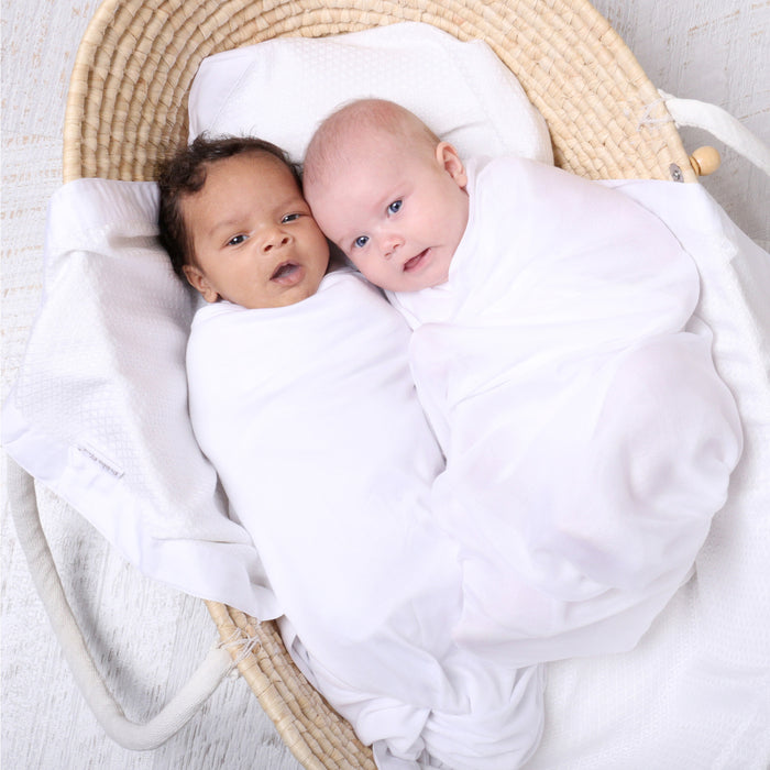 Bamboo White 2pk Stretch Jersey Swaddle Wraps - Bubba Blue Australia