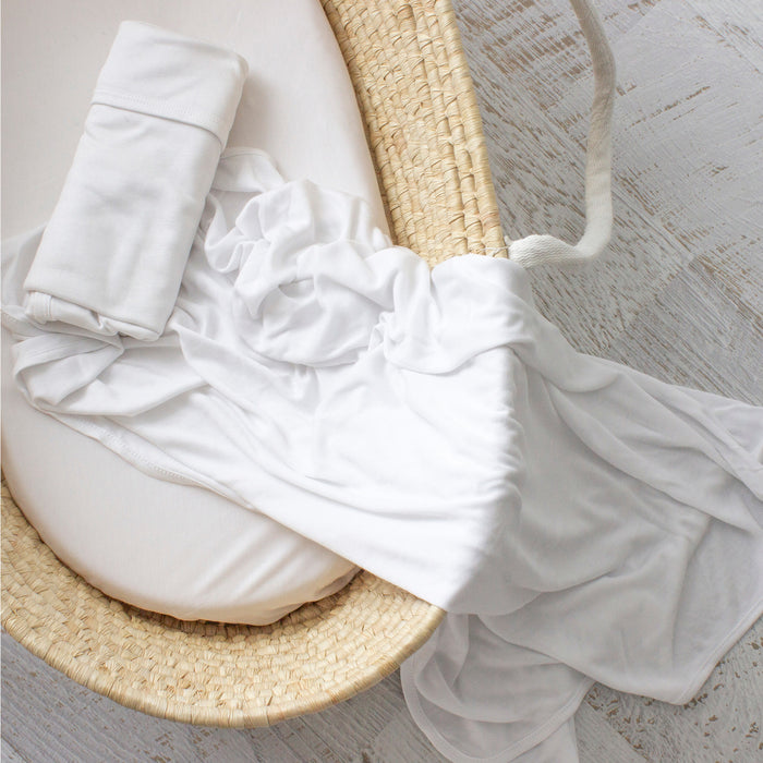 Bamboo White 2pk Stretch Jersey Swaddle Wraps - Bubba Blue Australia