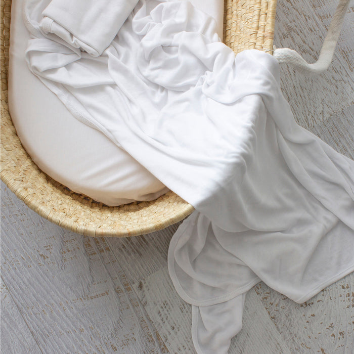 Bamboo White 2pk Stretch Jersey Swaddle Wraps - Bubba Blue Australia