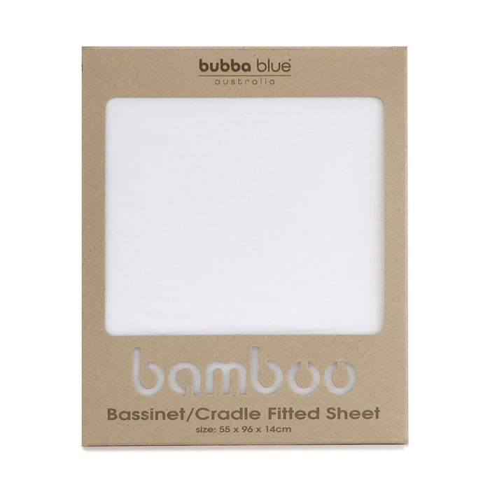 Bamboo White Bassinet / Cradle Fitted Sheet - Bubba Blue Australia