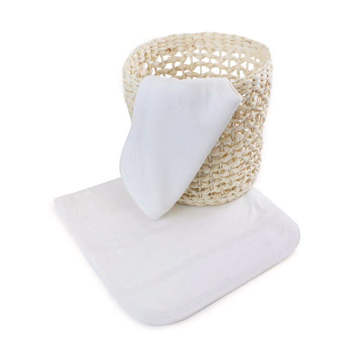 Bamboo White Bib & Burp Cloth Set - Bubba Blue Australia