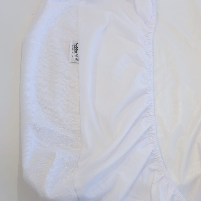Bamboo White Compact Cot Waterproof Mattress Protector - Bubba Blue Australia
