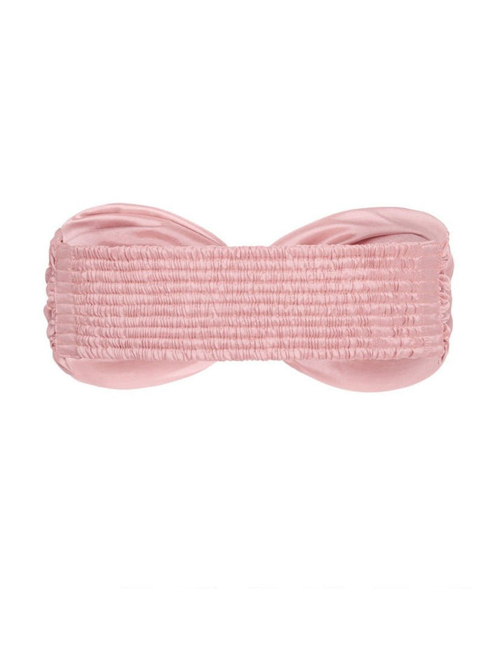 Bia Printed Twist Front Silk Bandeau Top - Rose - AMARIS