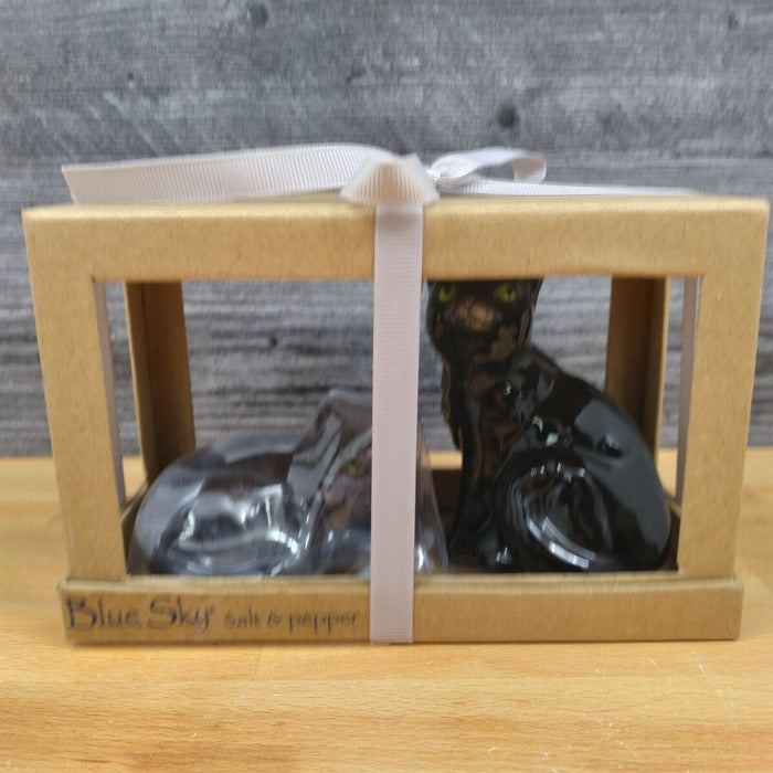 Black Cat Salt Pepper Set Collectible by Blue Sky Clayworks