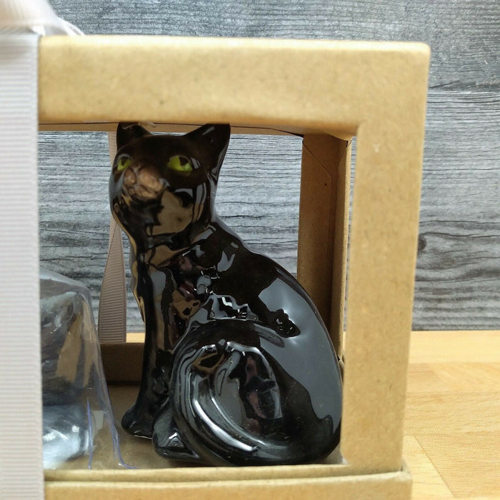 Black Cat Salt Pepper Set Collectible by Blue Sky Clayworks