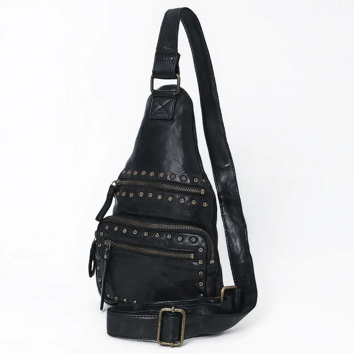 Black Vintage Handmade Leather Sling