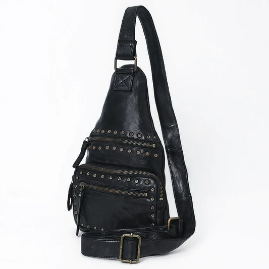Black Vintage Handmade Leather Sling