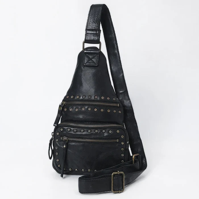 Black Vintage Handmade Leather Sling