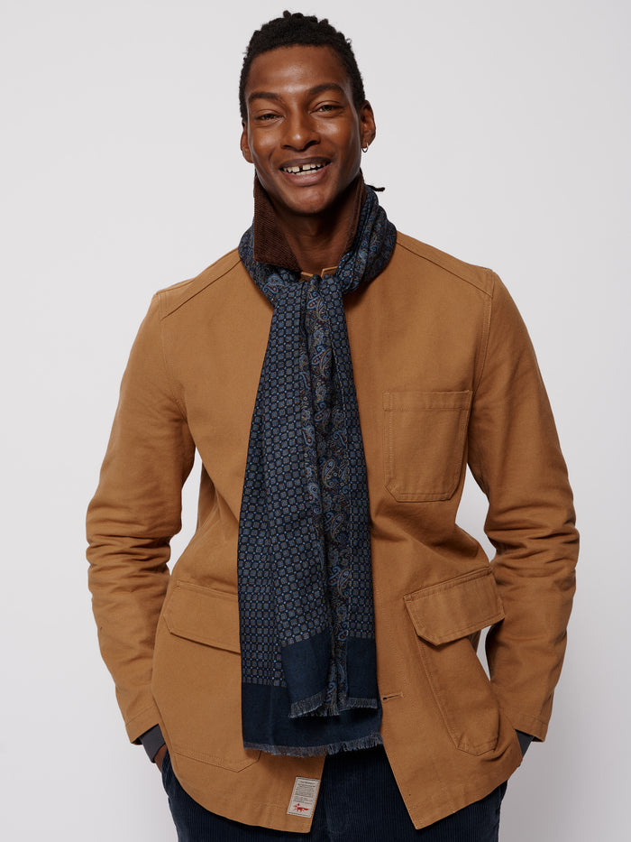 Aubin Navy Paisley Blackwood Printed Scarf | Scarf