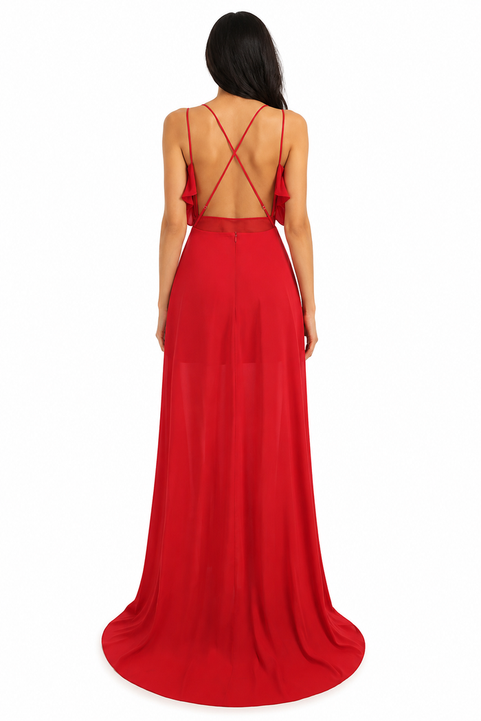 Bloom Couture Maxi Dress - Scarlet