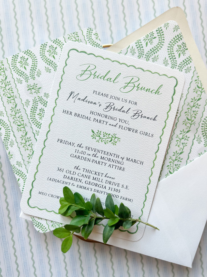 Blue and Green Watercolor Scallop Invitation