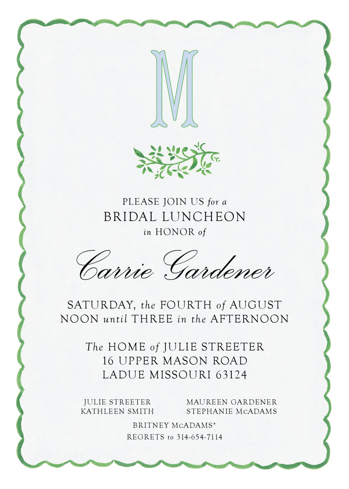 Blue and Green Watercolor Scallop Invitation