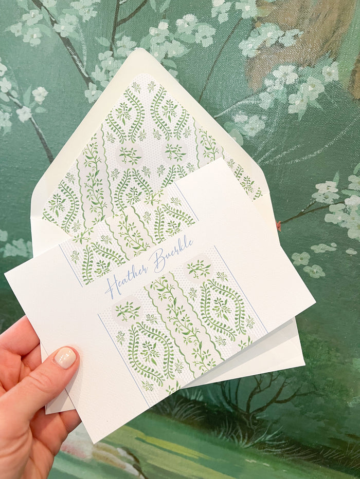 Blue + Green Scallop Folded Notecard Set