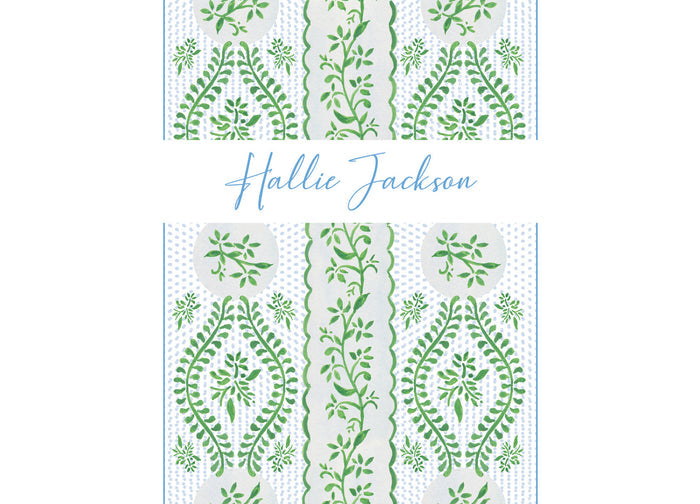 Blue + Green Scallop Folded Notecard Set