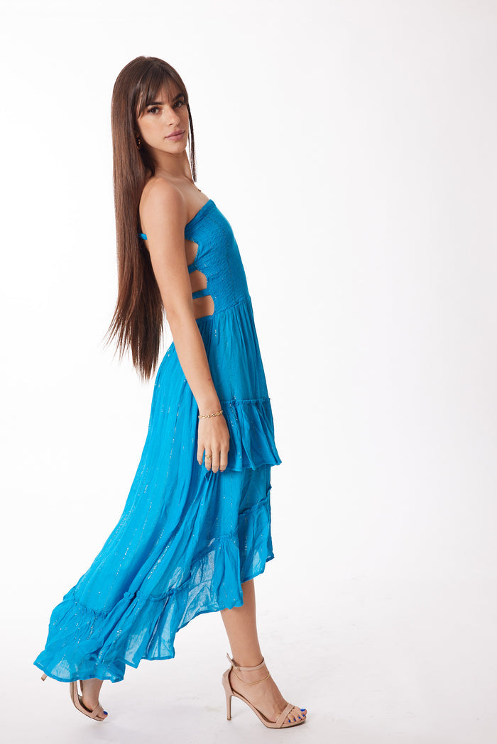 Blue lurex dress