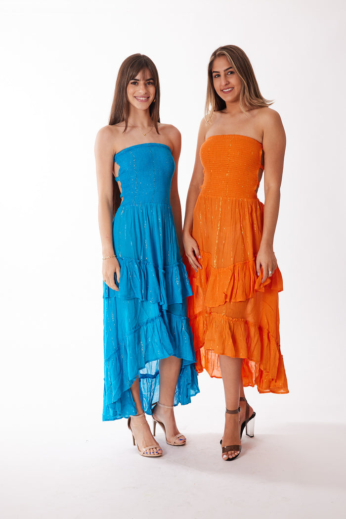Blue lurex dress