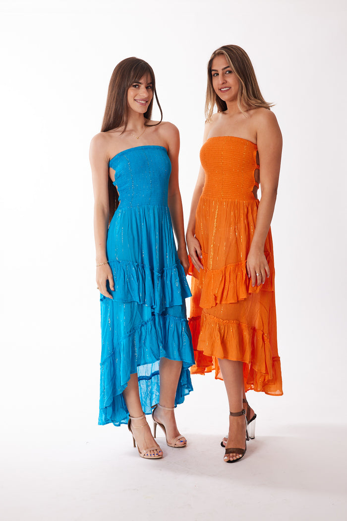 Blue lurex dress