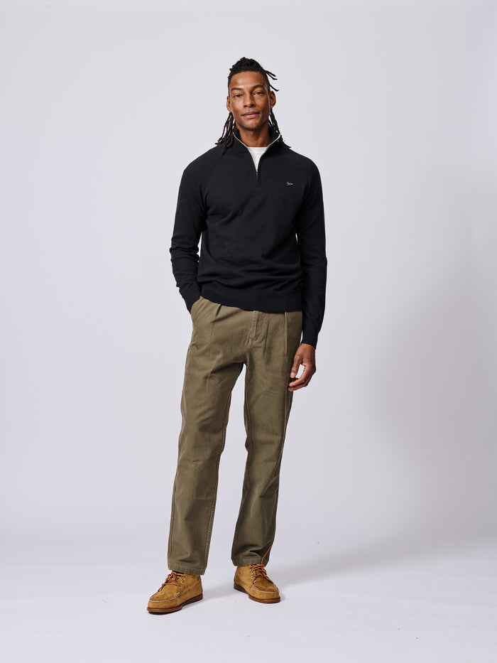 Aubin Black Bonby Cotton Zip Neck | Zip Neck