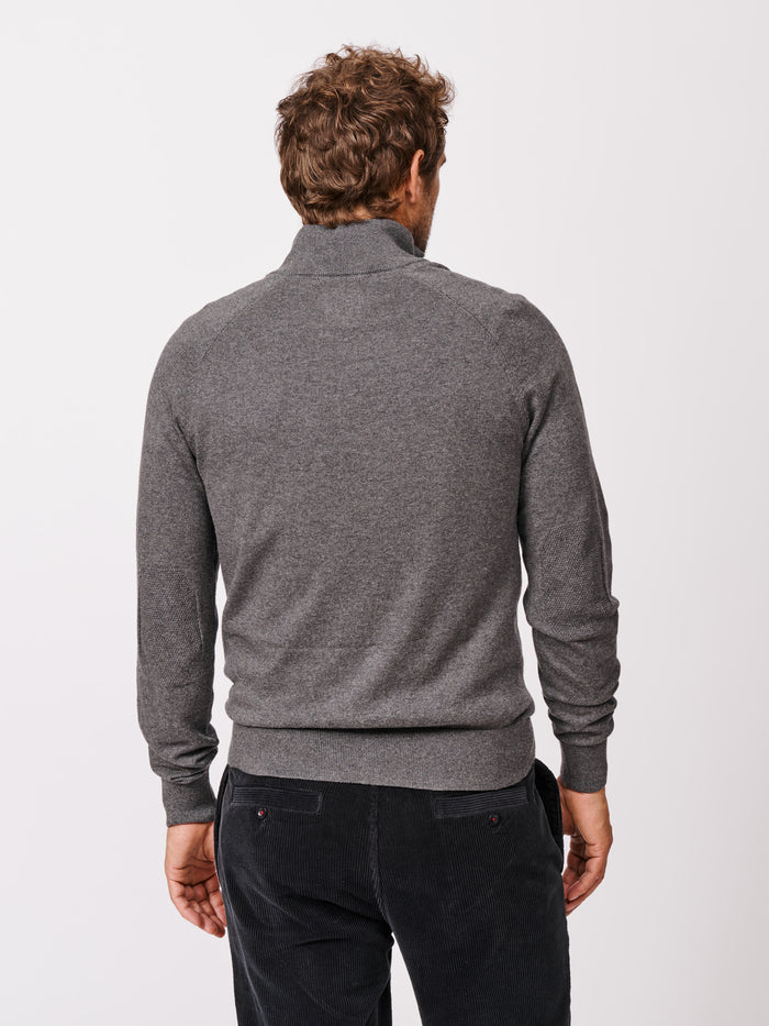 Aubin Charcoal Bonby Cotton Zip Neck | Zip Neck