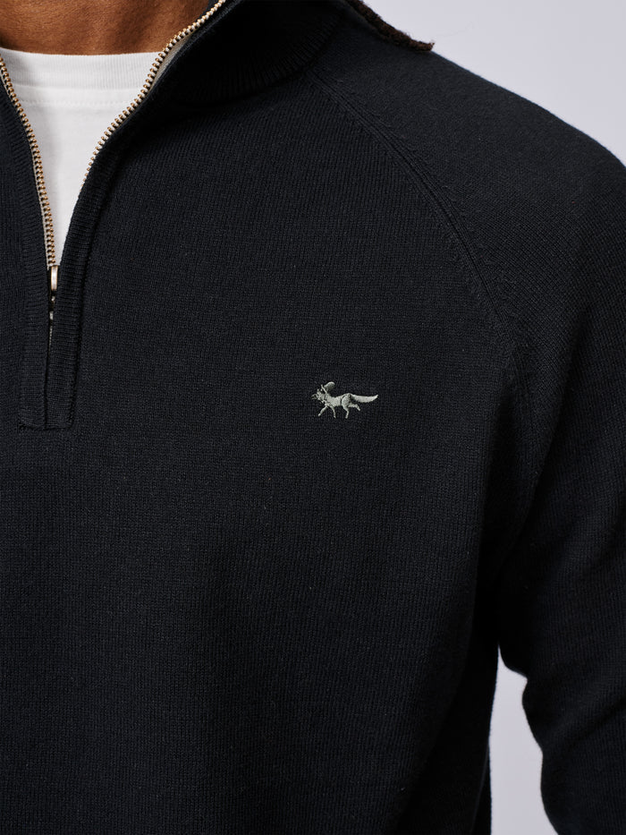 Aubin Black Bonby Cotton Zip Neck | Zip Neck