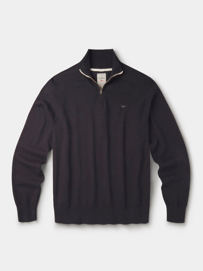 Aubin Black Bonby Cotton Zip Neck | Zip Neck