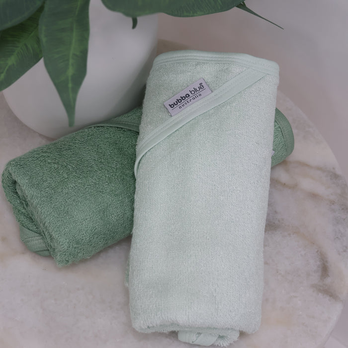 Bubba Sundae 2PK Hooded Towels - Greentea - Bubba Blue Australia