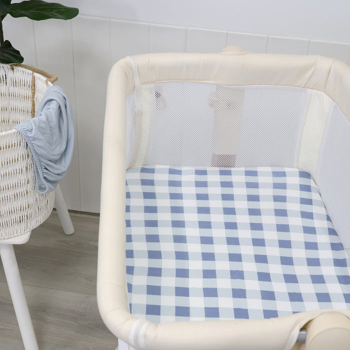 Sundae 2pk Jersey Co Sleeper/Bedside Sleeper Fitted Sheets - Blueberry - Bubba Blue Australia
