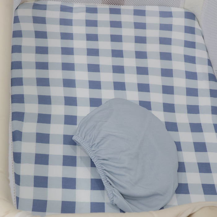 Sundae 2pk Jersey Co Sleeper/Bedside Sleeper Fitted Sheets - Blueberry - Bubba Blue Australia