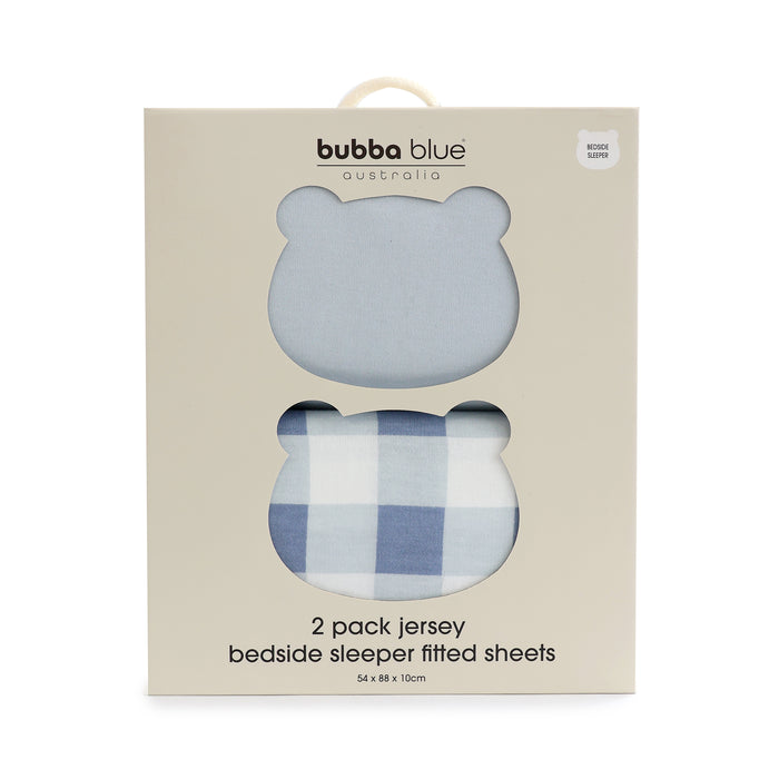 Sundae 2pk Jersey Co Sleeper/Bedside Sleeper Fitted Sheets - Blueberry - Bubba Blue Australia